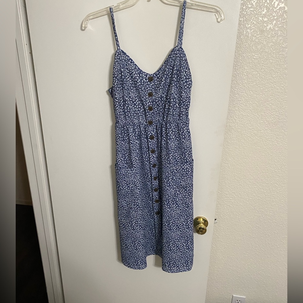 Blue & white flowered dress spaghetti straps